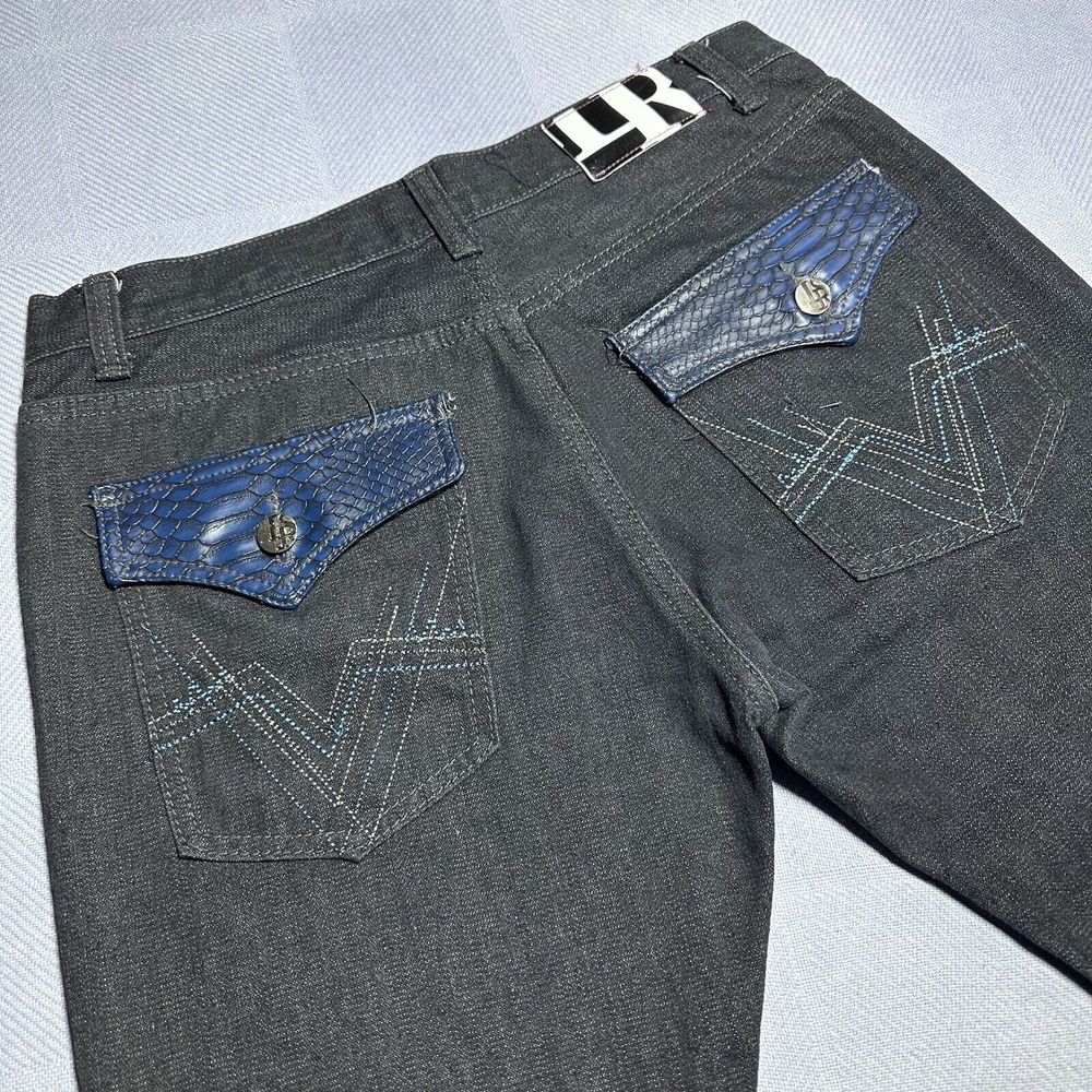 Vintage LR Scoop Snakeskin Black Jeans Hip‎ Hop Y2K Streetwear Size 34x29